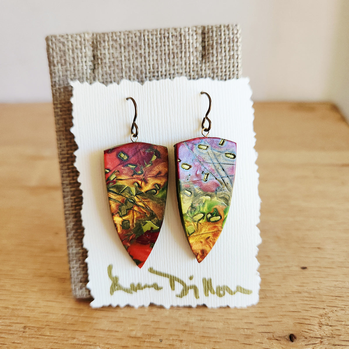 Ann Dillon Leather Feather Earrings - New