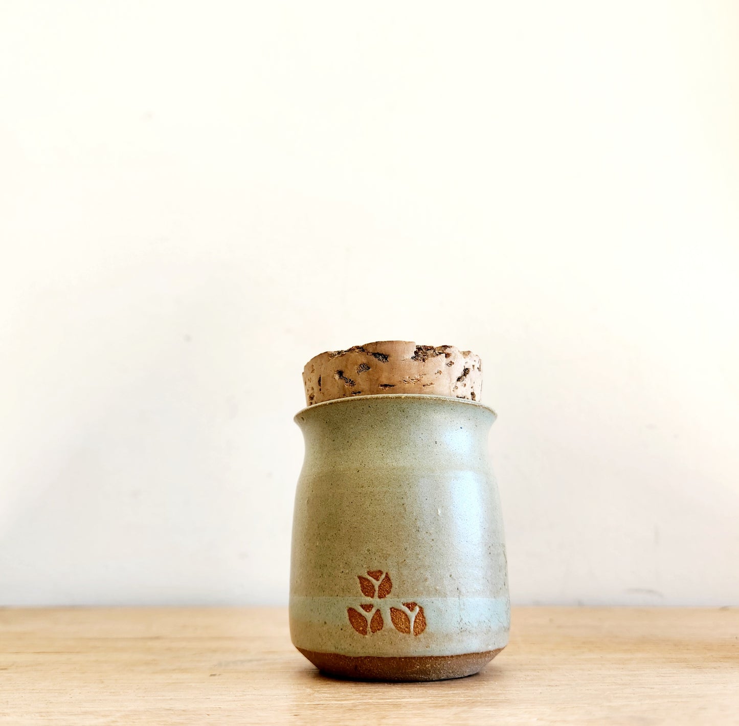 Handmade Pottery Tea Jar Signed 3"H