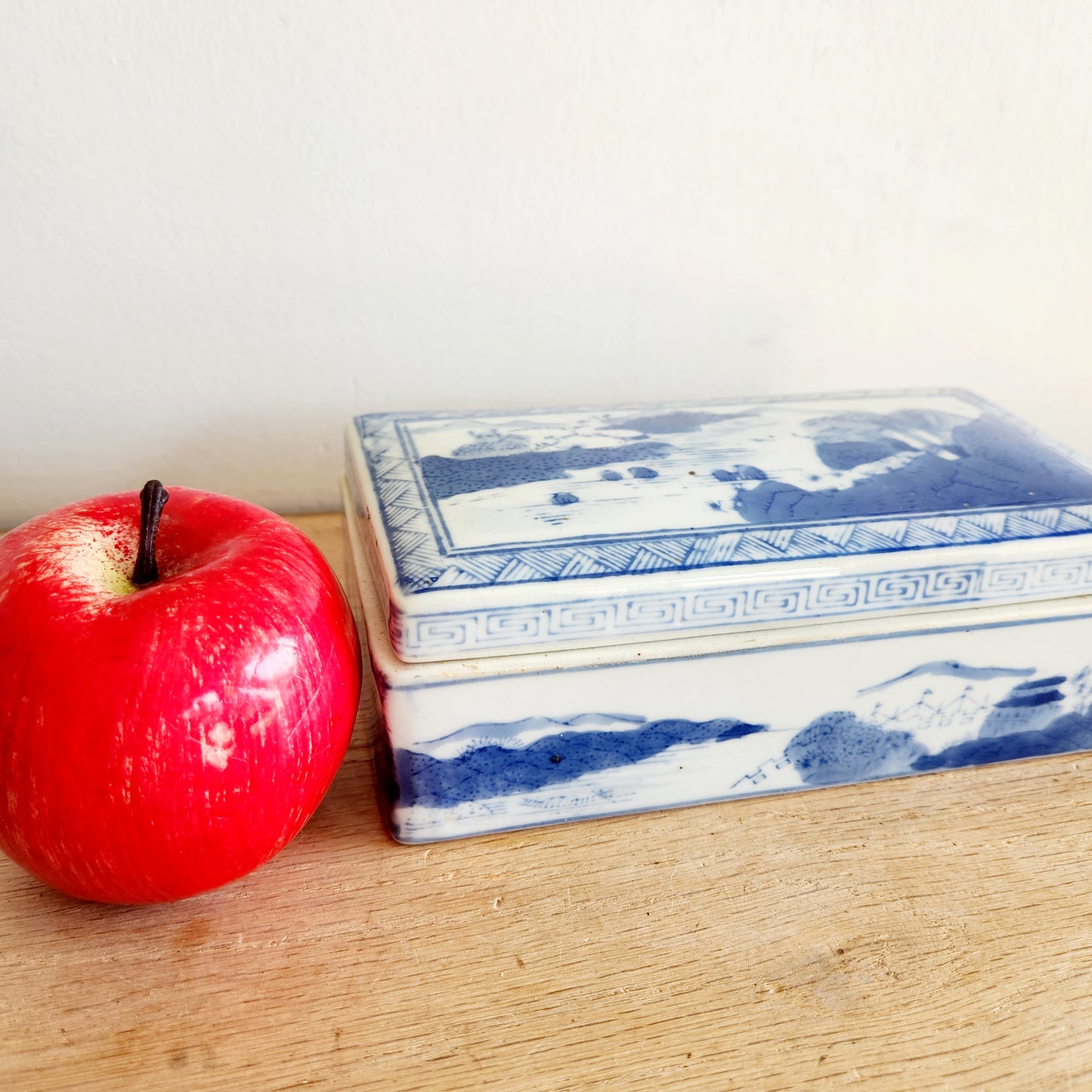 Vintage Chinese Blue Divided Porcelain Box 11" x 4" x 2"