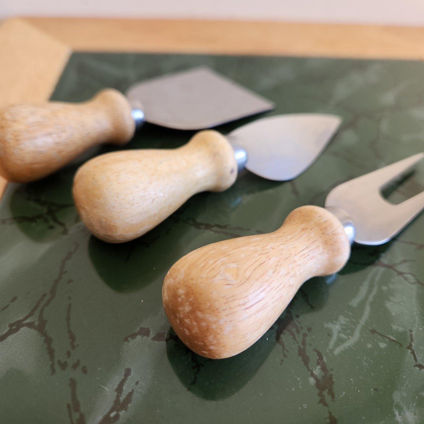 Vintage Wood and Tile Cutting Board with Utensils