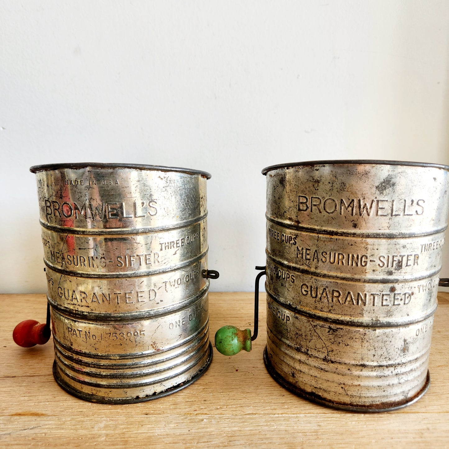 Vintage Bromwell's Three-Cup Measuring Sifters Set of 2