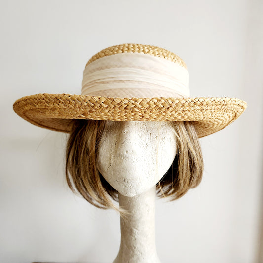 Straw Hat with Faux Flowers
