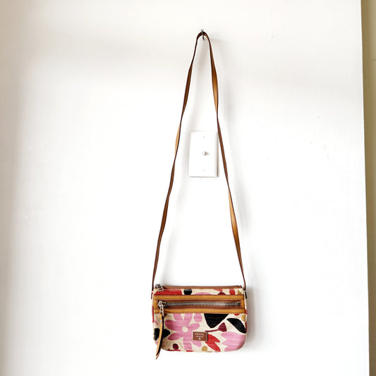 Fossil Floral Crossbody with Leather Trim