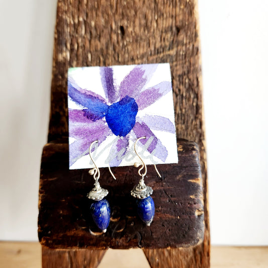 Handmade Lapis Lazuli Droplet Earrings - New