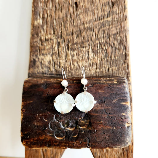 Glass Earrings with Pearl Accents