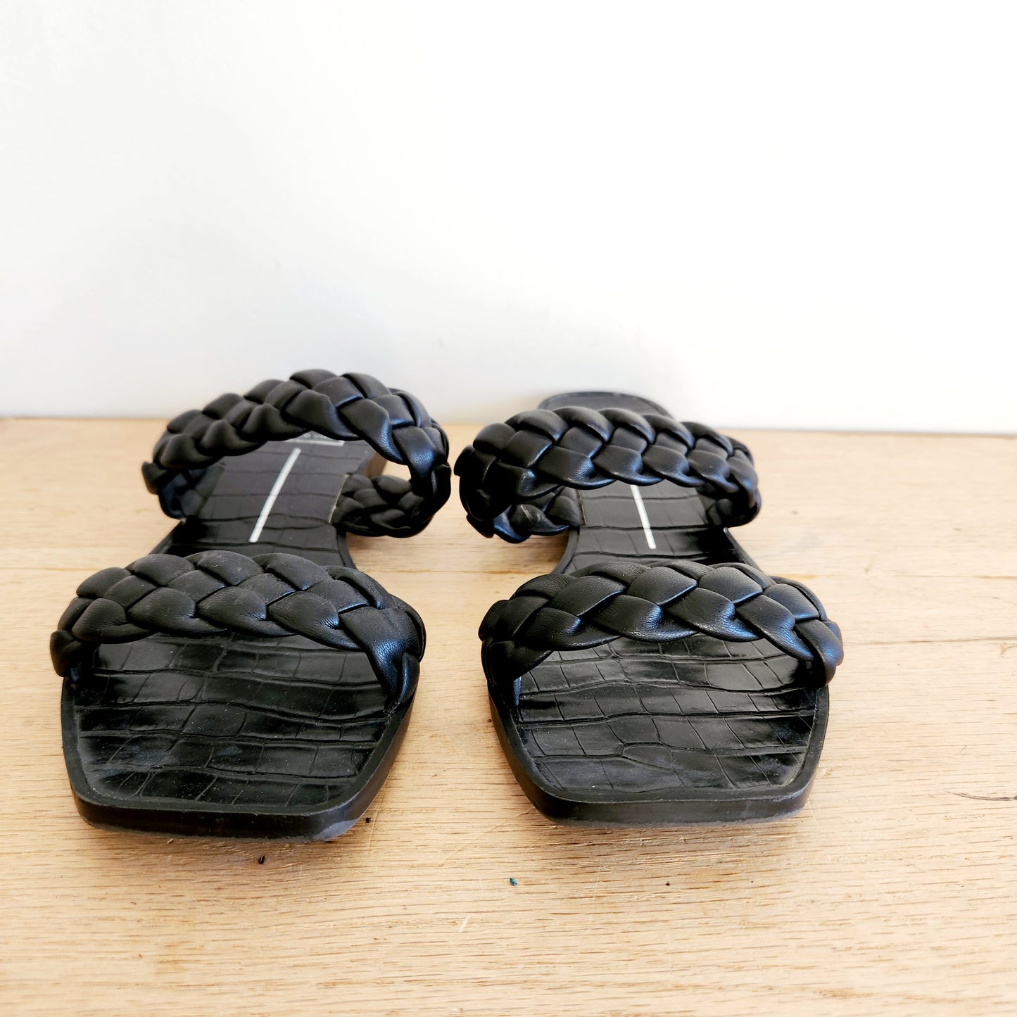 Dolce Vita Black Braided Slides - size 8.5