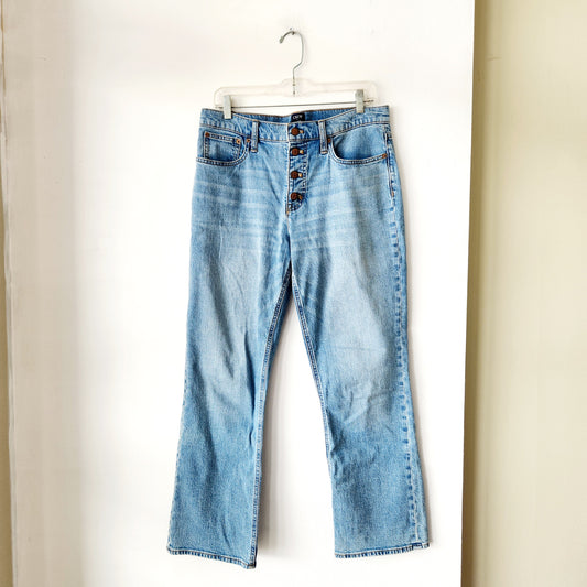J Crew Factory Mid-Rise Flare Crop Jeans with Button Fly - size 30T