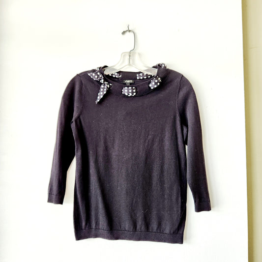 Talbots Fine Knit Sweater with Silk Scarf Detail - Petite