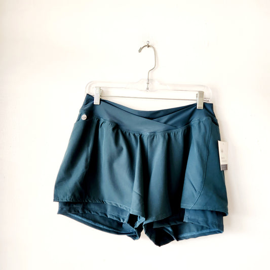 Senita Athletics Teal Shorts with Crossover Waist - L - New