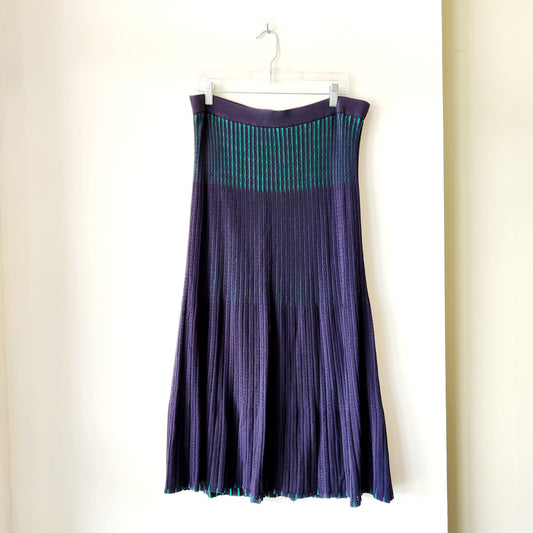 Ann Taylor Midi Skirt with Knit Overlay - L