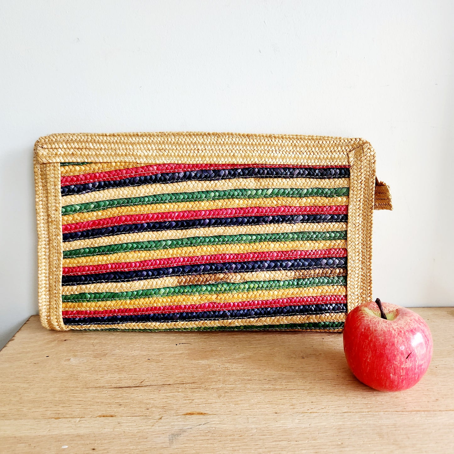 Vintage Straw Striped Clutch - as is