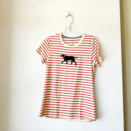 Hatley 100% Cotton Striped Tee with Dog Applique - S