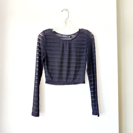MinkPink Black Semisheer Crop Top - XS