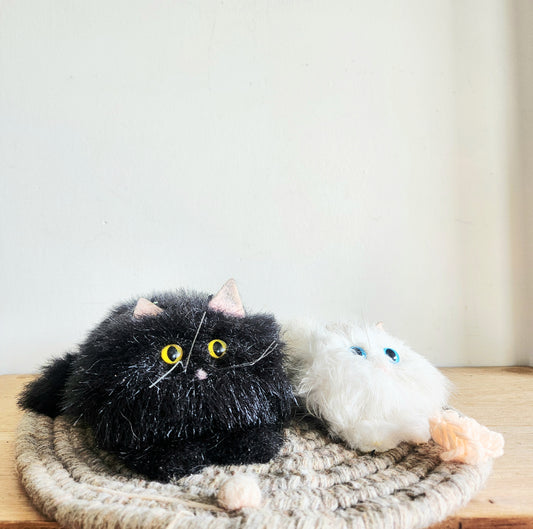 Vintage Handmade Resting Cats Figurines
