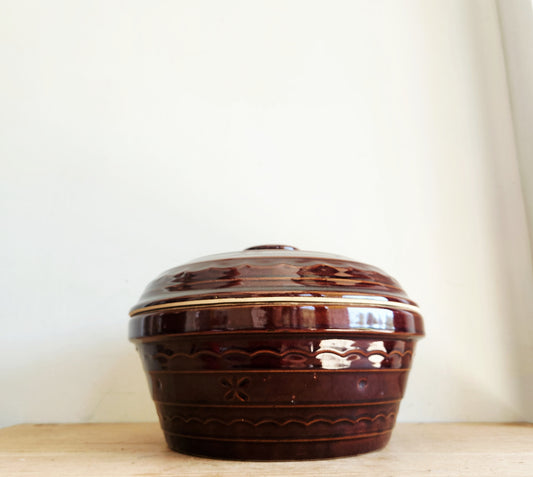 Vintage Marcrest Oven Proof Stoneware USA Beanpot Casserole Dish
