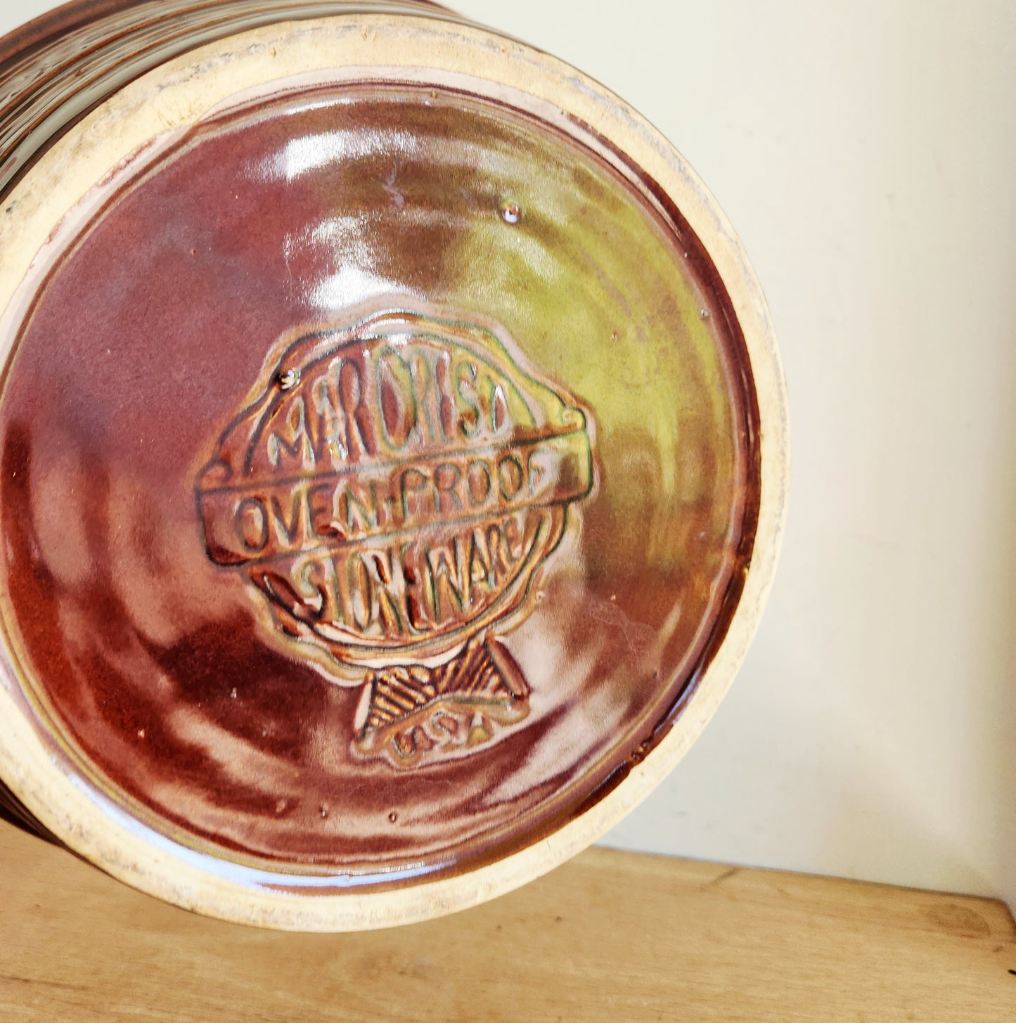 Vintage Marcrest Oven Proof Stoneware USA Beanpot Casserole Dish