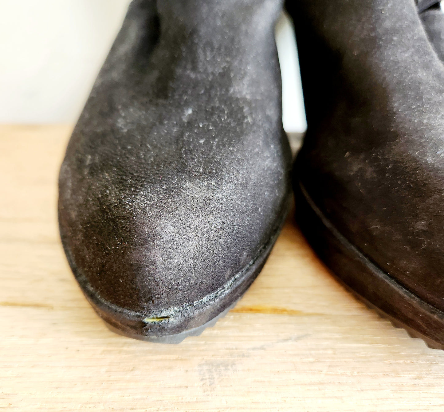 Eileen Fisher Black Suede Wedge Ankle Booties - size 9