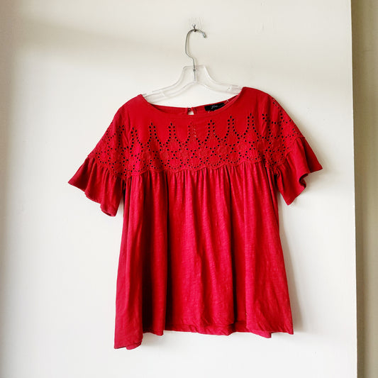J Crew 100% Cotton Swing Tee with Eyelet Detail - XS