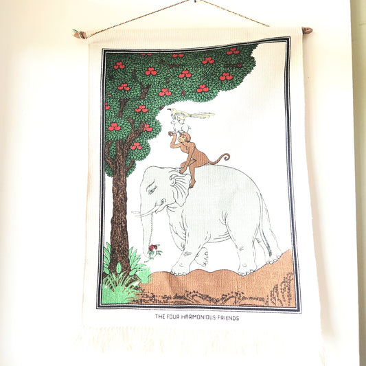 The Four Harmonious Friends Canvas Wall Hanging 22" x 30"