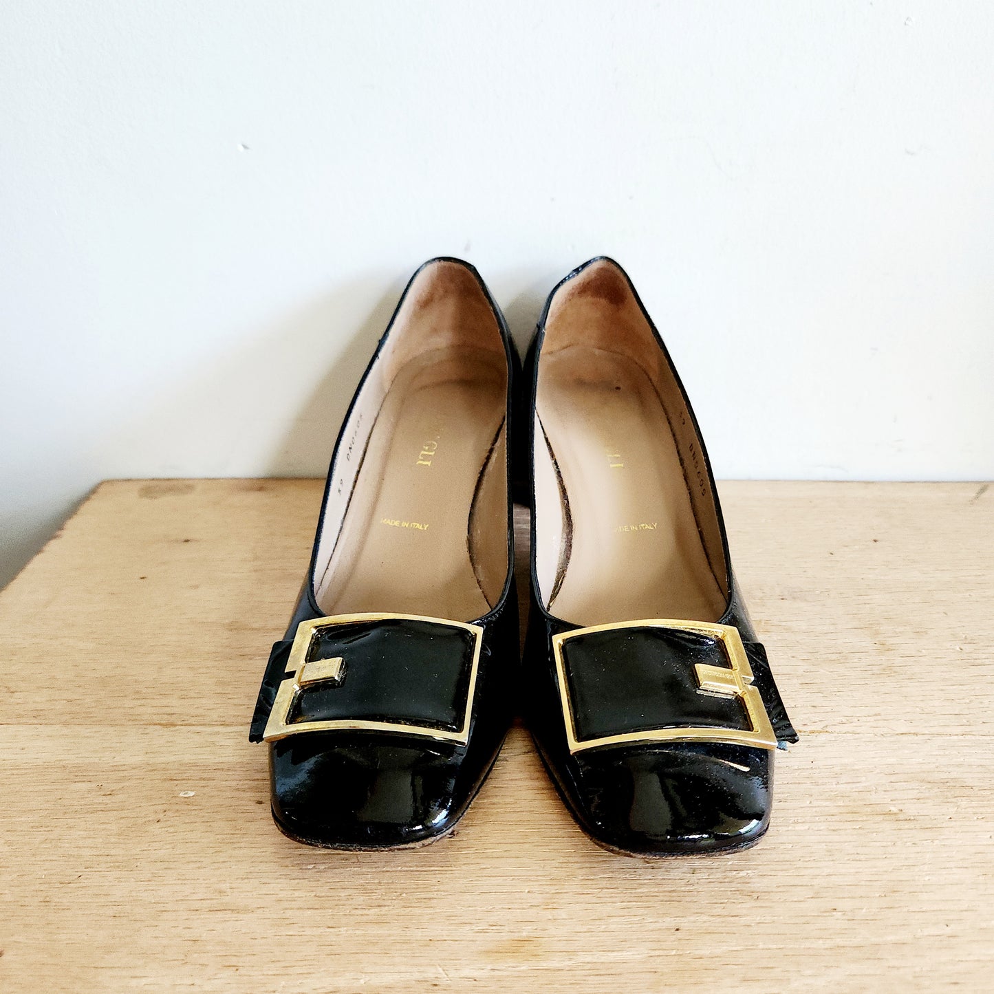 Vintage Bruno Magli Patent Leather Buckle Pumps - size 39