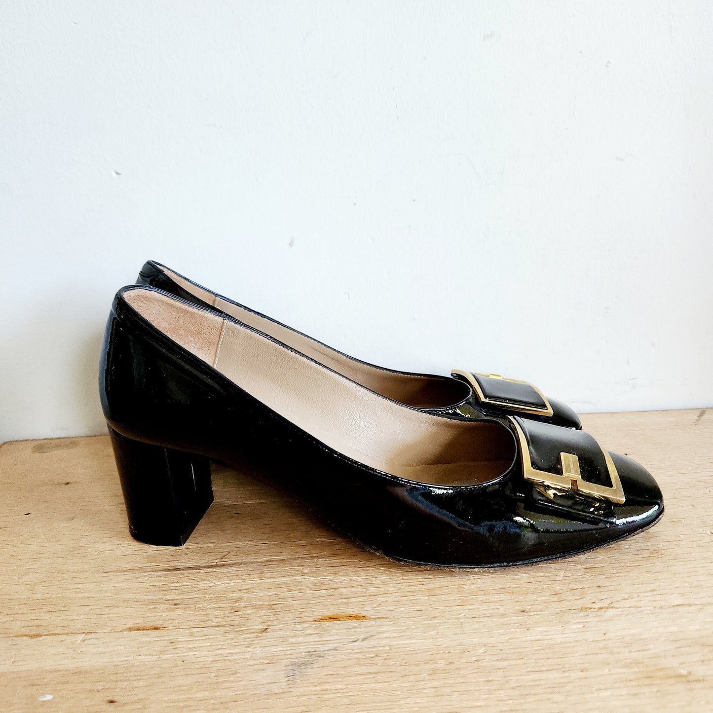 Vintage Bruno Magli Patent Leather Buckle Pumps - size 39