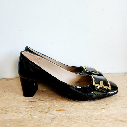 Vintage Bruno Magli Patent Leather Buckle Pumps - size 39