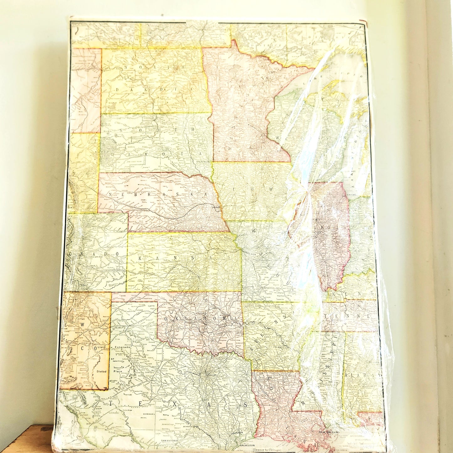 1915 McNally Atlas Map "Denver to Chicago" 16" x 27"
