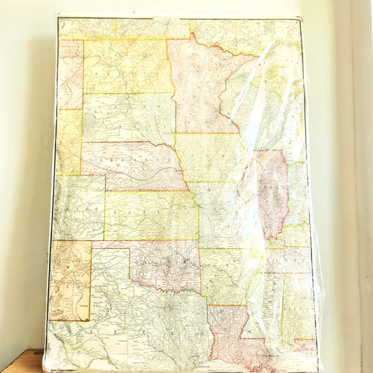 1915 McNally Atlas Map "Denver to Chicago" 16" x 27"