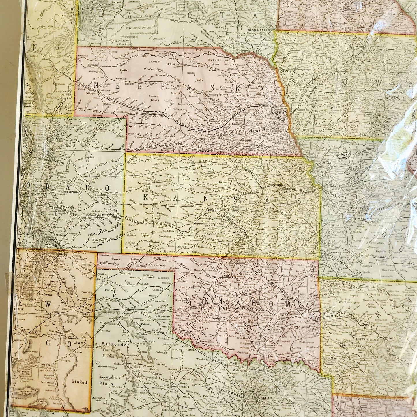 1915 McNally Atlas Map "Denver to Chicago" 16" x 27"