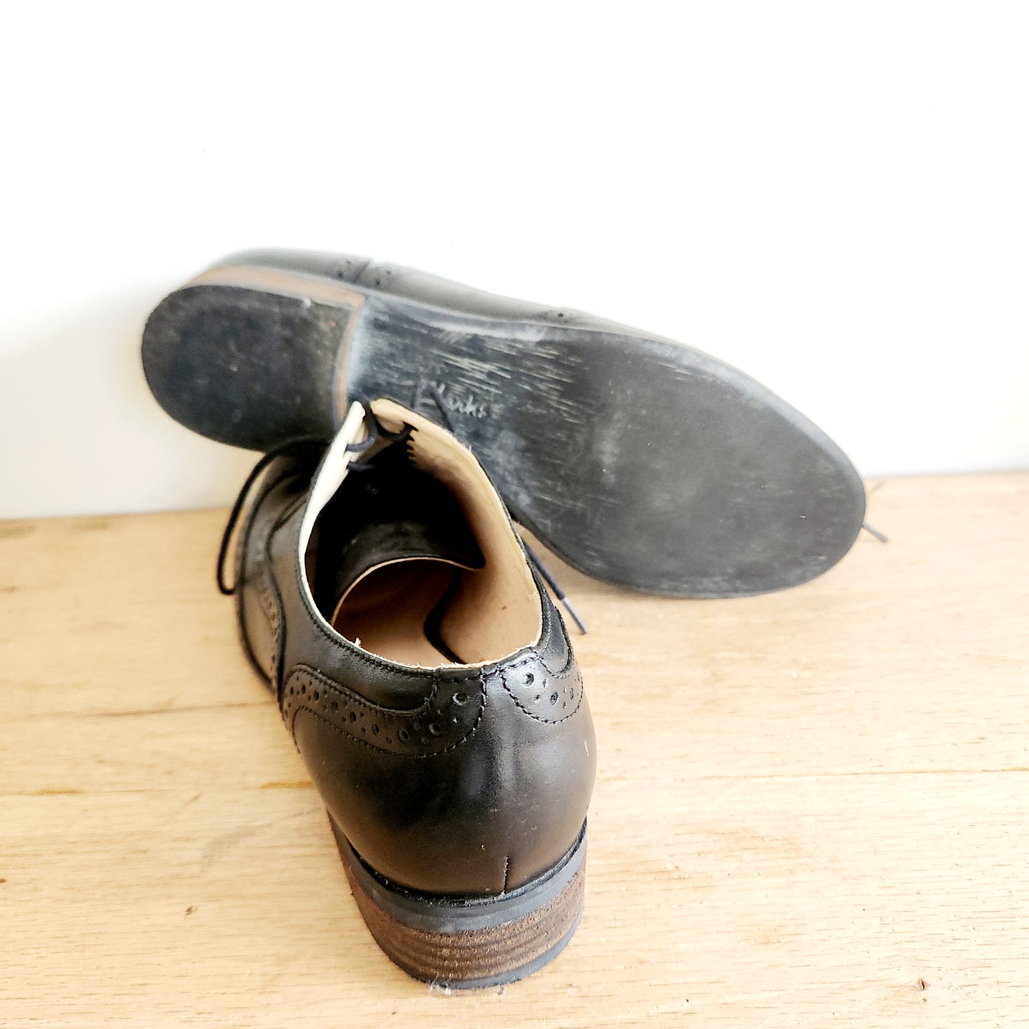 Clarks Black Leather Wingtips - size 9.5