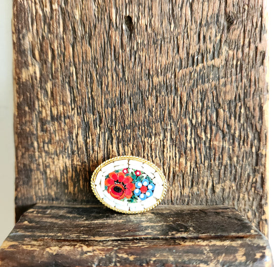 Micromosaic Oval Pin