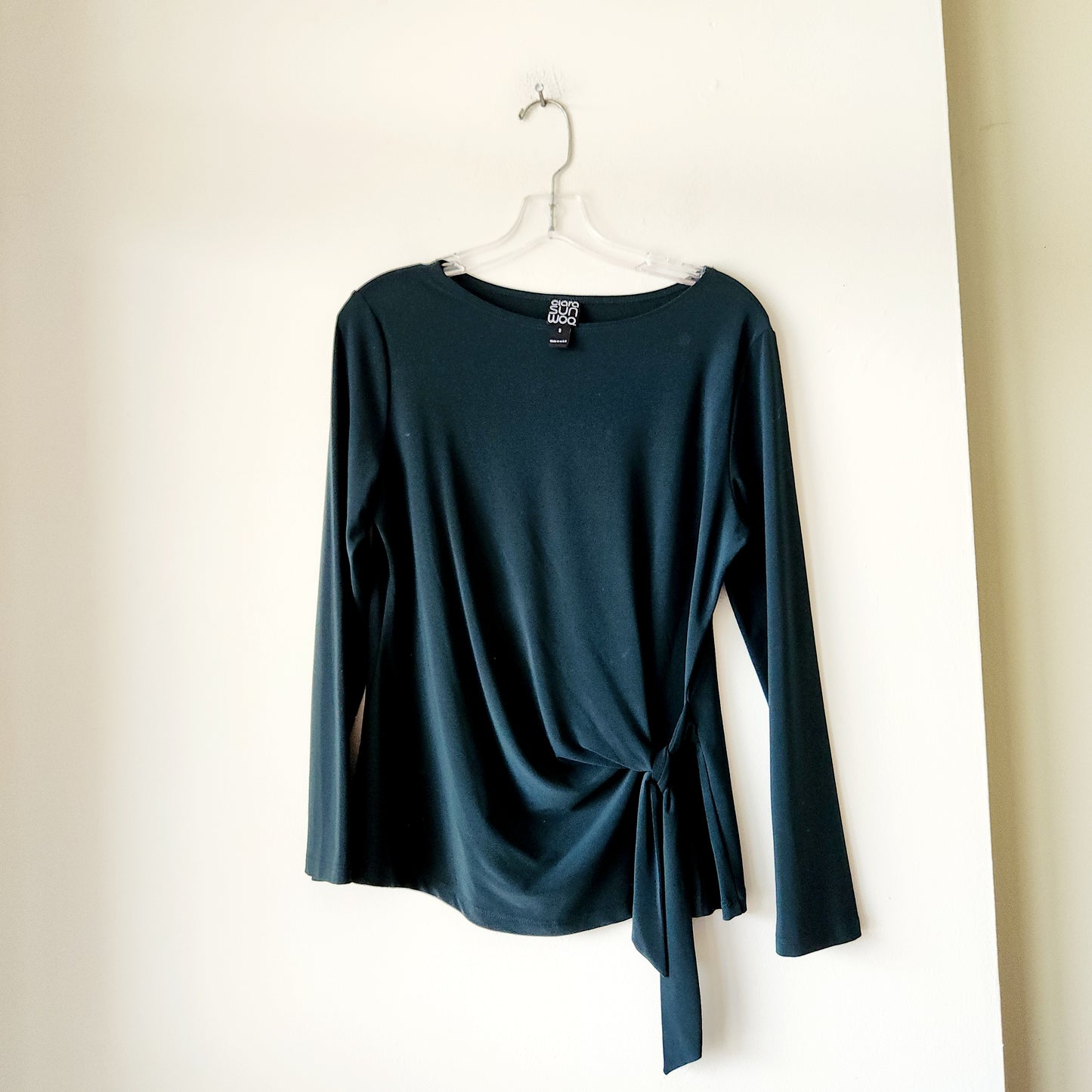 Clara Sunwoo Hunter Green Side Tie Top - S
