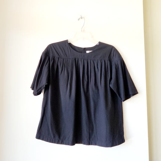 Uniqlo 100% Cotton Black Swing Top with Pleats - S