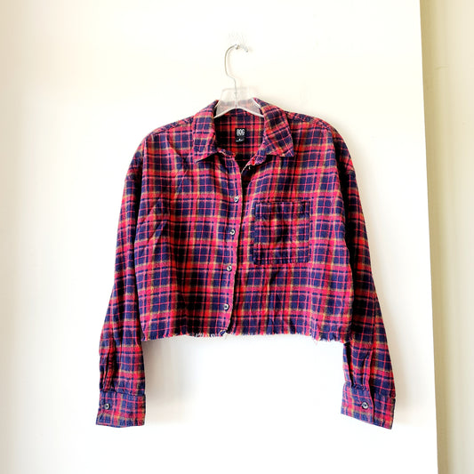 BDG 100% Cotton Plaid Crop Button Up Shirt - S