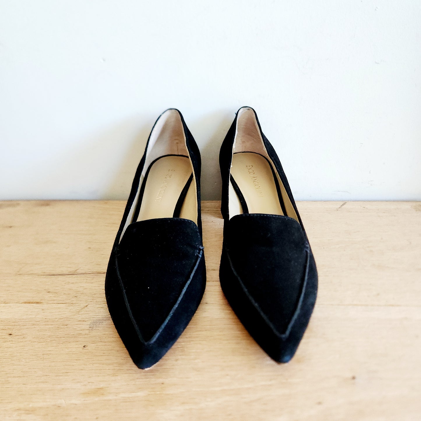 Enzo Angiolini Black Velvet Loafers with Chunky Heel - size 7.5