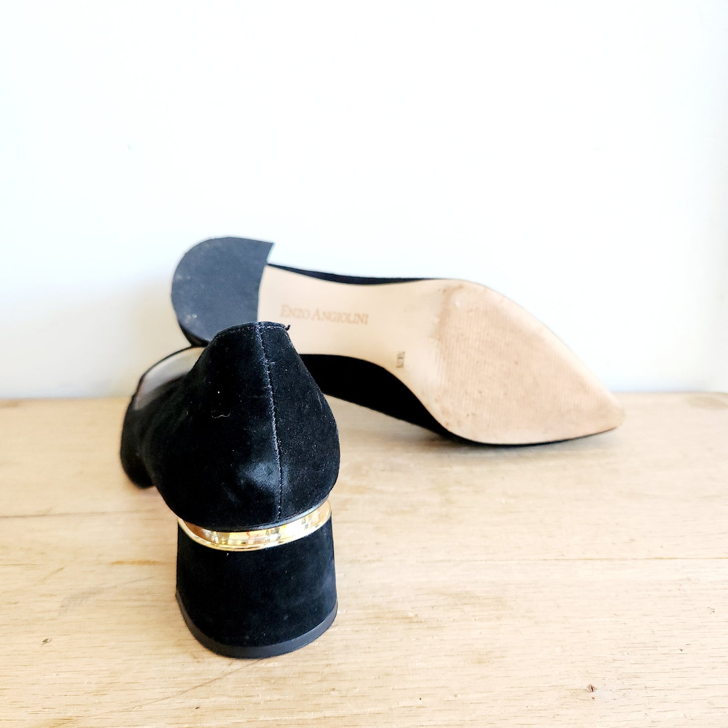 Enzo Angiolini Black Velvet Loafers with Chunky Heel - size 7.5