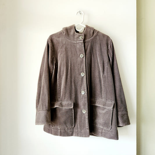 J Jill Heritage Tumbler Cord Coat with Hood - L Petite