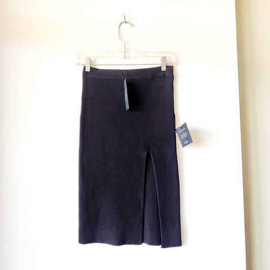 Lulu's Black Rib Knit Skirt with Slit - S - New