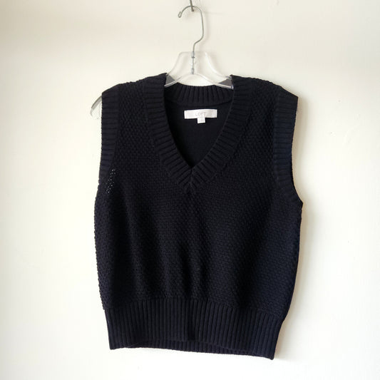LOFT 100% Cotton Black Knit Sweater Vest - S