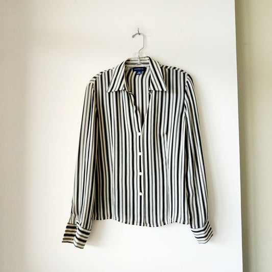 Ann Taylor 100% Silk Striped Button Up Shirt - size 10