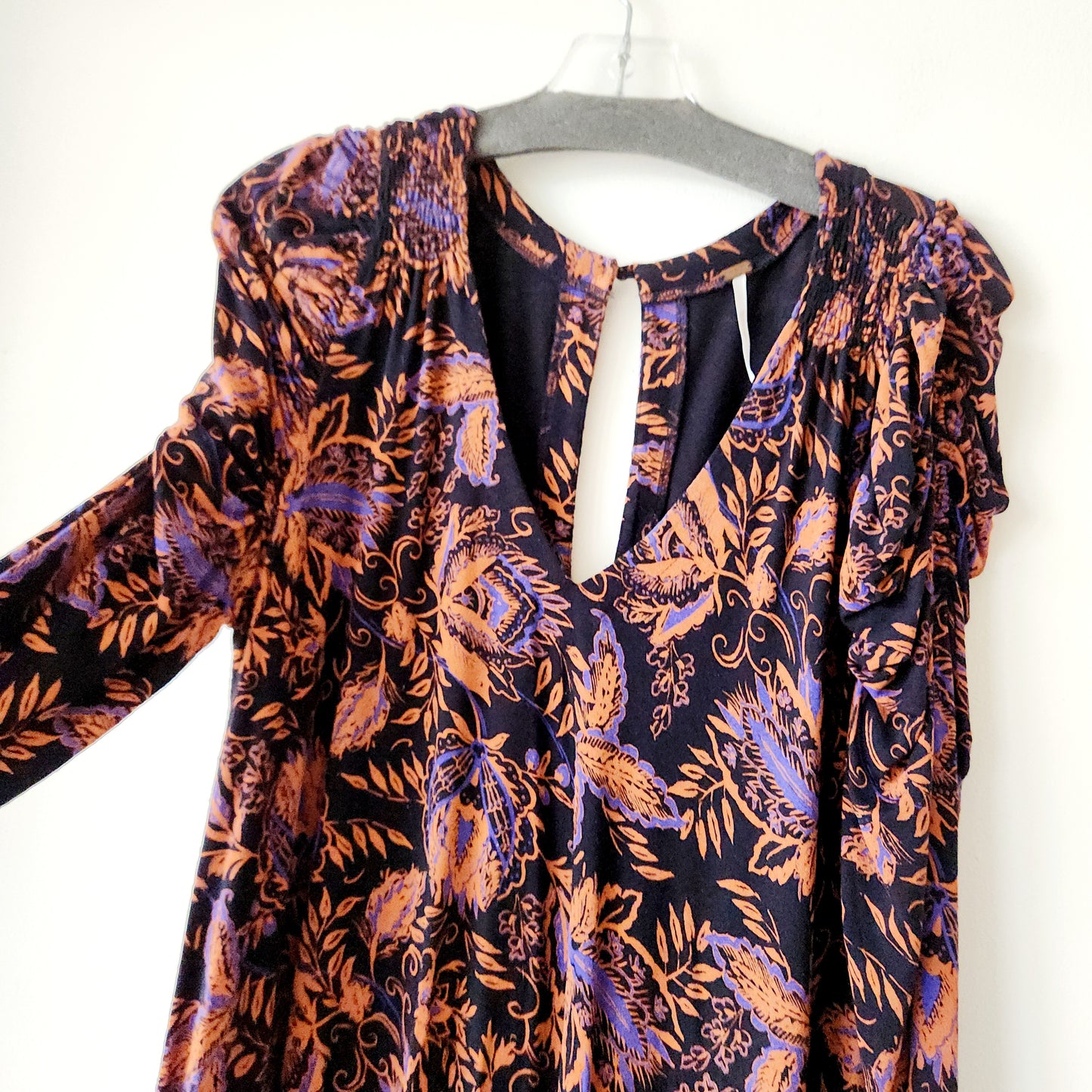 Free People Tunic Dress with Puff Sleeve Detail - M