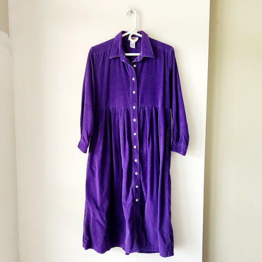 Vintage Fads 100% Cotton Corduroy Shirtdress - size 10 Petite