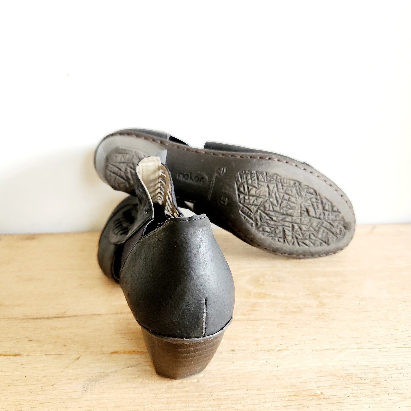 Rieker Black Heels with Cutout Details - size 37