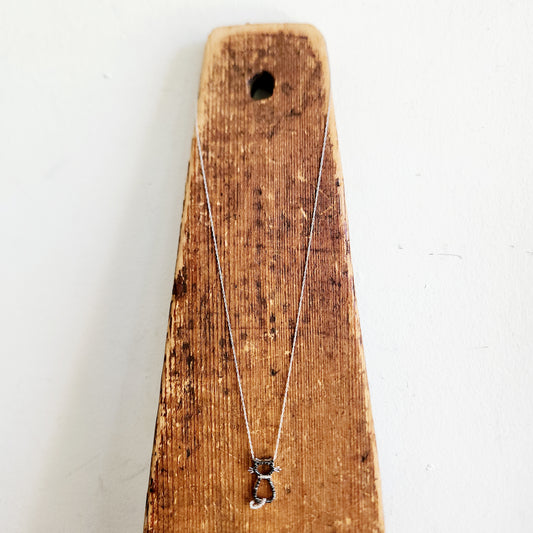 10K Gold Chain with 10K Gold & Sparkle Cat Pendant
