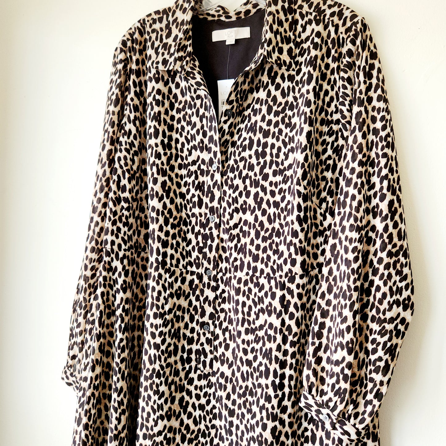 LOFT Leopard Print Shirtdress - size 18 - New