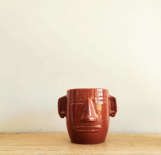 Terracotta Folk Art Face Mug