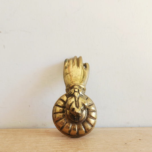 Vintage Brass Hand Door Knocker Left Hand