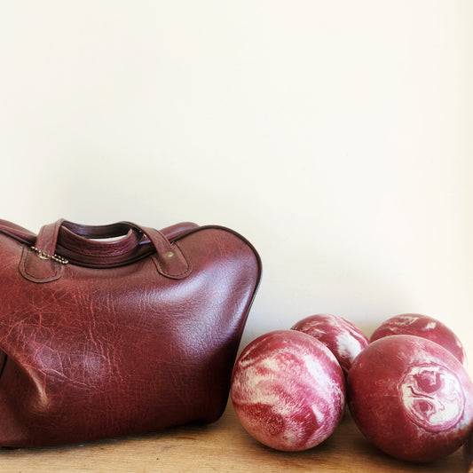 Vintage Candlepin Bowling Balls with Bag Set of 4