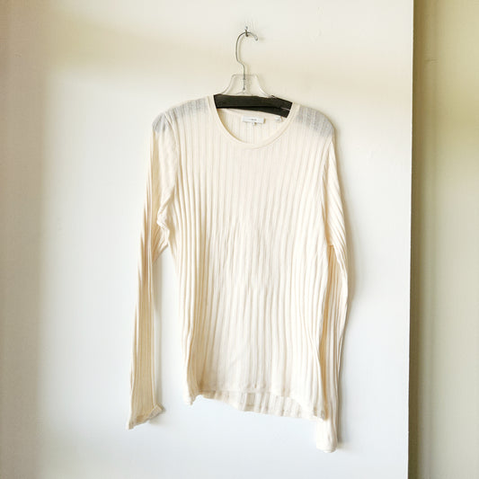 Vince. Ivory Lightweight Rib Knit Top - XL