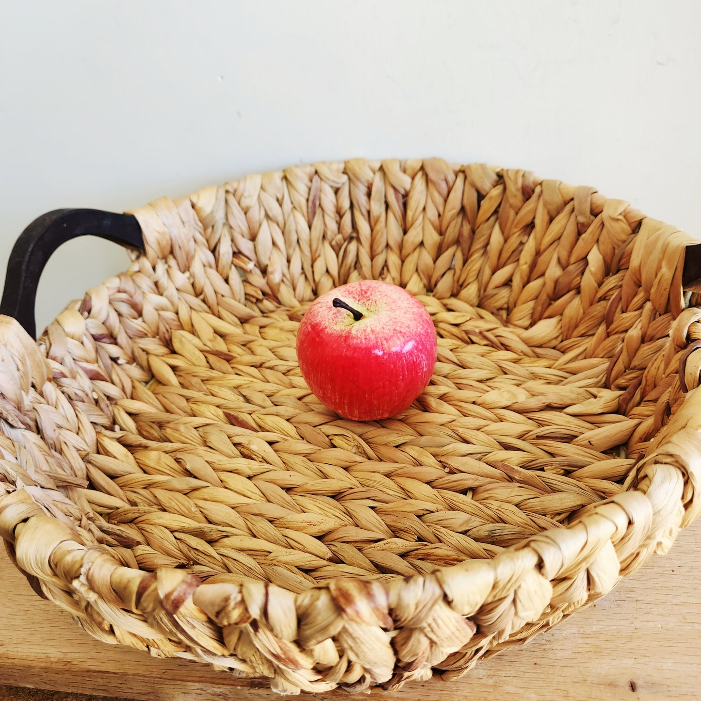 Woven Basket with Wooden Handles 15"W